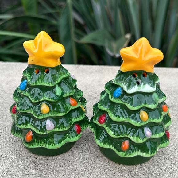 Mr Christmas retro green tree SALT & PEPPER shaker set vintage in box - Picture 5 of 10
